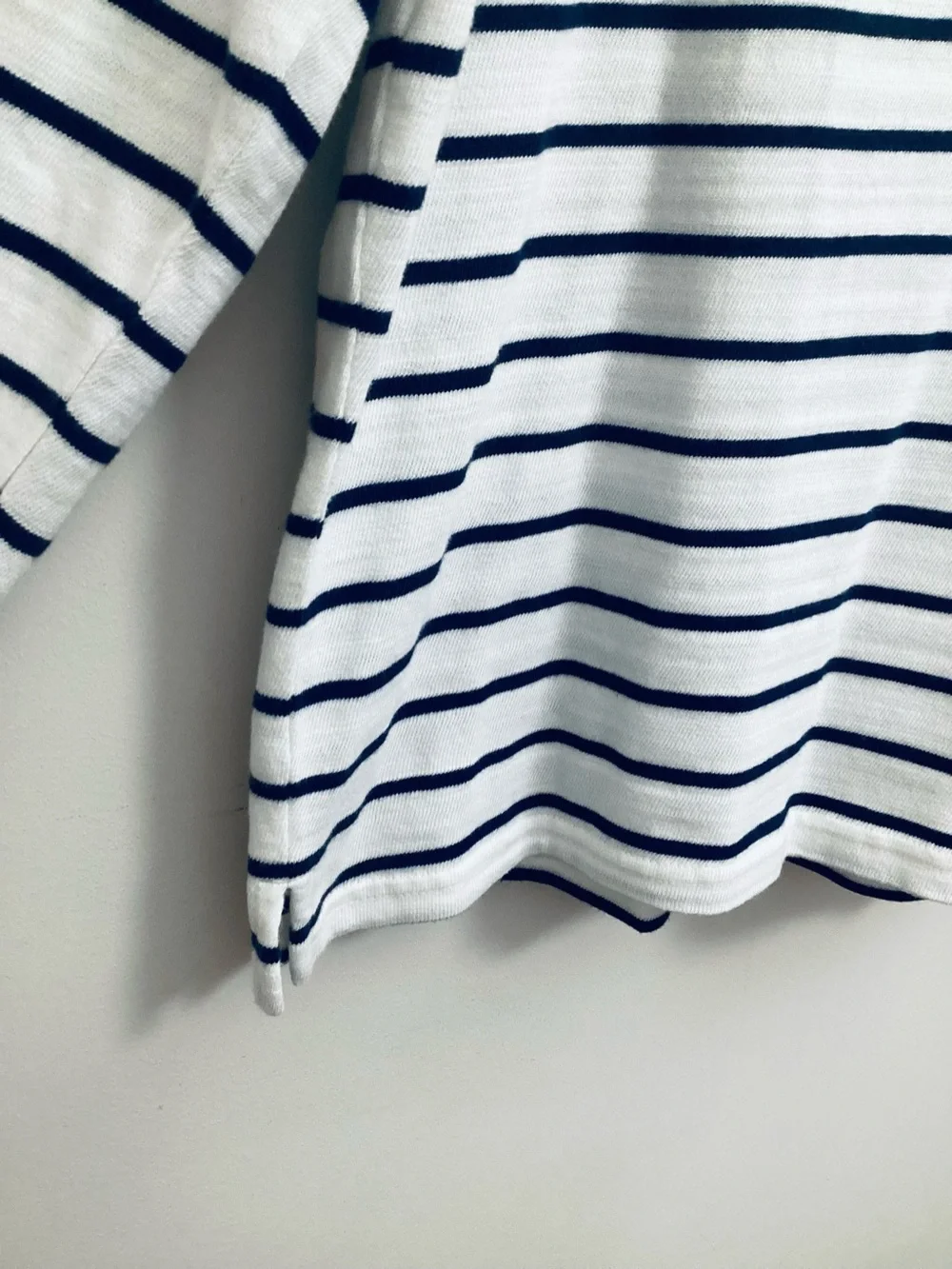 J. Crew Navy White Striped V-Neck Pullover Cotton Sweater Hoodie XL Relaxed NWT